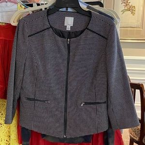 Black and white checked blazer/jacket.